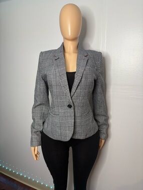 We Women’s Gray Plaid Single-Button Blazer